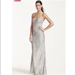 david's bridal silver dress